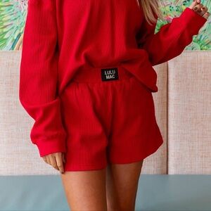 Lulu Mac Red Waffle Knit Shorts